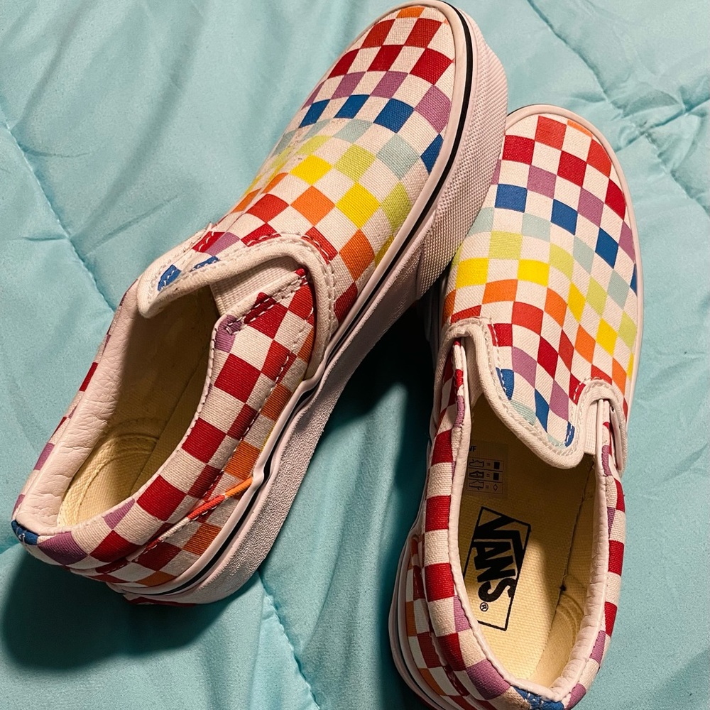 Little Kids size 1 Rainbow Checkered Vans